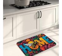 Tappetini da cucina a tema api per pavimento, design colorato floreale e frutta, imbottito, confortevole, lavabile, antiscivolo, per lavelli da cucina, lavanderia, bagno, 40,6 x 61 cm