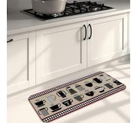 Tappetini da cucina a tema caffè vintage per pavimento, nero e marrone chiaro, accoglienti, antiscivolo, imbottiti, per lavelli da cucina, lavanderia, bagno, 40,6 x 119,6 cm