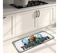 Tappetini da cucina a tema calcio per pavimento, con casco dinamico sportivo e senza portiere, colore bianco, lavabile, comodo, spesso, decorativo, per lavanderia, bagno, ingresso, 40,6 x 119,6 cm