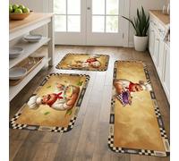 Tappetini da cucina a tema chef per pavimenti, morbidi tappetini vintage per cucinare, comodi e lavabili, per lavelli da cucina, lavanderia, 3 pezzi