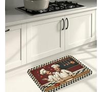 Tappetini da cucina a tema chef, tappetini morbidi per pavimenti, arte culinaria vintage, imbottiti, comodi, lavabili, per cucina, lavanderia, bagno, 40,6 x 61 cm