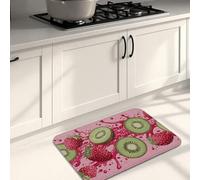 Tappetini da cucina a tema frutta, per pavimenti, motivo con fragole, kiwi, con motivo a spruzzi, imbottito, confortevole, lavabile, antiscivolo, per lavelli da cucina, lavanderia, bagno, 40,6 x 61 cm