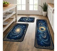 Tappetini da cucina a tema galassia per pavimento, design cosmico a spirale e sole, morbidi tappetini imbottiti spaziali, comodi, lavabili, decorativi, per lavelli da cucina, lavanderia e bagno, 3