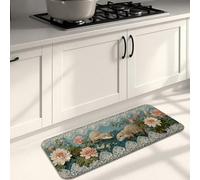 Tappetini da cucina a tema natura per pavimento, design vintage con ninfee floreali, morbidi, imbottiti, confortevoli, lavabili, antiscivolo, per lavelli da cucina, lavanderia e bagno, 40 x 119 cm