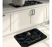 Tappetini da cucina a tema pirata per pavimento, design con teschio nautico e ruota, morbidi tappetini imbottiti per Halloween, comodi, lavelli, lavanderia, bagno, 40,6 x 61 cm