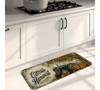 Tappetini da cucina a tema raccolta per pavimento, design vintage con trattore e frutta, morbidi tappetini imbottiti autunnali, comodi, lavabili, decorativi, per lavelli da cucina, lavanderia e bagno