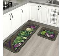 Tappetini da cucina a tema vegetale per pavimento, morbidi tappetini colorati con design cavolo, comodi e imbottiti, lavabili e decorativi, per lavelli da cucina, lavanderia e bagno, 2 pezzi