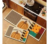 Tappetini Da Cucina Antiscivolo Lavabili A Righe E A Scacchi Con Retro In Gomma Ideali Per Ingresso Bagno E Zona Lavabo - Decorazioni Per La Casa Di Halloween - Zucca Gialla Facile Da Pulire 50X160