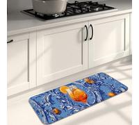 Tappetini da cucina arancioni per pavimento, morbidi tappetini artistici con agrumi frattali, imbottiti, confortevoli, lavabili, antiscivolo, per lavelli da cucina, lavanderia e bagno, 40 x 119 cm