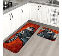Tappetini da cucina artistici per pavimento, con ritratti di animali colorati, morbidi, imbottiti, confortevoli, lavabili, antiscivolo, per lavelli da cucina, lavanderia e bagno, 2 pezzi