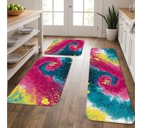 Tappetini da cucina astratti per pavimento, design a spirale colorato, morbidi, imbottiti, confortevoli, lavabili, antiscivolo, per lavelli da cucina, lavanderia, bagno, 3 pezzi