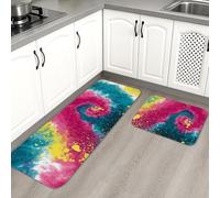 Tappetini da cucina astratti per pavimento, design a spirale colorato, morbidi, imbottiti, confortevoli, lavabili, antiscivolo, per lavelli da cucina, lavanderia, bagno, 2 pezzi