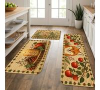 Tappetini da cucina autunnali con volpe per pavimento, tappetini decorativi rustici, imbottiti, comodi, lavabili, per lavelli da cucina, lavanderia, bagno, 3 pezzi
