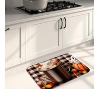 Tappetini da cucina autunnali per pavimento, a scacchi, comodi, imbottiti, confortevoli, lavabili, antiscivolo, decorativi, per lavelli da cucina, lavanderia e bagno, 50 x 78 cm