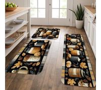 Tappetini da cucina autunnali per pavimento, accoglienti biscotti e barattoli, morbidi, imbottiti, confortevoli, lavabili, antiscivolo, per lavelli da cucina, lavanderia, bagno, 3 pezzi