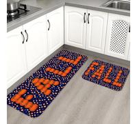 Tappetini da cucina autunnali per pavimento, motivo a pois con zucca, morbidi, comodi, lavabili, antiscivolo, decorativi, per lavelli da cucina, lavanderia e bagno, 2 pezzi