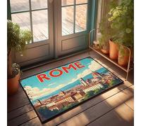 Tappetini da cucina autunnali per pavimento vintage poster di viaggio: Roma, Italia - una città di storia e bellezza zerbino decorazione porta d'ingresso tappeto retrò (40 x 60 cm)