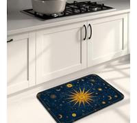 Tappetini da cucina celestiali per pavimento, motivo stelle dorate, sole, luna, antiscivolo, lavabili, comodi, per lavelli da cucina, sala da pranzo, bagno, 40,6 x 61 cm