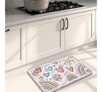 Tappetini da cucina colorati a forma di cuore e stella per pavimento, morbidi tappetini arcobaleno vivaci, imbottiti a molla, comodi, lavabili, per lavelli da cucina, lavanderia e bagno, 50 x 78 cm