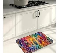 Tappetini da cucina colorati bohémien per pavimenti, vivaci motivi mandala e sole, comodi e imbottiti, per cucina, lavanderia, bagno, 40,6 x 61 cm