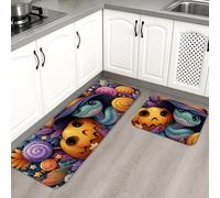 Tappetini da cucina colorati per Halloween, tappetini colorati con cartoni animati, comodi, lavabili, antiscivolo, per lavelli da cucina, lavanderia, bagno, 2 pezzi