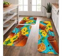 Tappetini da cucina colorati per pavimenti, barattoli di spezie e agrumi, morbidi, imbottiti, confortevoli, lavabili, antiscivolo, per lavelli da cucina, lavanderia e bagno, 3 pezzi
