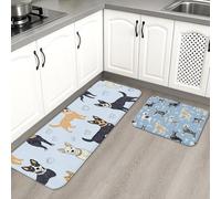 Tappetini da cucina con cani giocosi per pavimento, con motivi colorati di cuccioli, morbidi, imbottiti, comodi, lavabili, antiscivolo, per lavelli da cucina, lavanderia e bagno, 2 pezzi