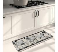 Tappetini da cucina con carlino per pavimento, morbidi tappetini morbidi con cani stile cartone animato, imbottito, confortevole, lavabile, antiscivolo, per lavelli da cucina, lavanderia e bagno, 40 x