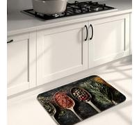 Tappetini da cucina con erbe aromatiche per pavimento, design rustico a cucchiaio, morbidi, imbottiti, confortevoli, lavabili, antiscivolo, per lavelli da cucina, lavanderia e bagno, 50 x 78 cm