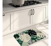Tappetini da cucina con foglie tropicali per pavimento, motivo botanico verde, imbottito, antiscivolo, per lavelli da cucina, lavanderia, bagno, 40,6 x 61 cm