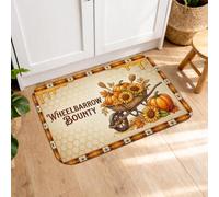 Tappetini da cucina con girasoli, rustico, casale a botte, lanterna autunnale, giallo, lavabili, comodi, imbottiti, per lavello, lavanderia, ingresso e bagno, 40,6 x 61 cm