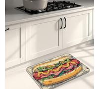Tappetini da cucina con hot dog per pavimento, stile vintage, antiscivolo, imbottiti, comodi, lavabili, decorativi, per lavelli da cucina e sala da pranzo, 50 x 78 cm