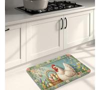 Tappetini da cucina con motivo floreale pasquale per pavimento, galline e uova, morbidi tappetini vintage, imbottiti a molla, comodi, lavabili, antiscivolo, per lavelli da cucina e bagno, 40 x 61 cm