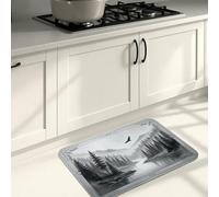 Tappetini da cucina con paesaggio montano per pavimento, neri e bianchi, morbidi tappetini autunnali, imbottiti, comodi, lavabili, decorativi, per lavelli da cucina, lavanderia e bagno, 40,6 x 61 cm