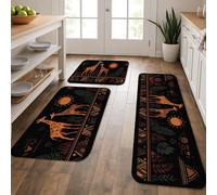 Tappetini da cucina con stampa animalier, motivo giraffa, in stile bohémien, morbidi, imbottiti, confortevoli, lavabili, antiscivolo, decorativi, per lavelli da cucina, lavanderia e bagno, 3 pezzi