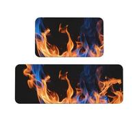 Tappetini da cucina con stampa di fiamme blu per pavimento, set di tappeti da cucina, per vari spazi interni ed esterni