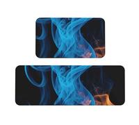 Tappetini da cucina con stampa di fiamme blu per pavimento, set di tappeti da cucina, per vari spazi interni ed esterni