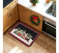Tappetini da cucina con treno natalizio per pavimento, stile vintage rustico, morbidi, imbottiti, comodi, lavabili, antiscivolo, per cucina, lavanderia, bagno, 40,6 x 61 cm
