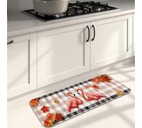 Tappetini da cucina con uccelli tropicali, motivo a scacchi, morbidi, imbottiti, confortevoli, lavabili, antiscivolo, per cucina, lavanderia, bagno, 40,6 x 119,6 cm