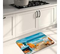 Tappetini da cucina costieri per pavimento, con scena di zucca e spiaggia, morbidi, imbottiti, confortevoli, lavabili, antiscivolo, per lavelli da cucina, lavanderia, bagno, 40,6 x 61 cm