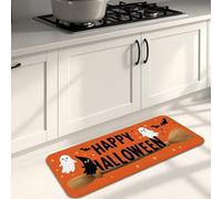 Tappetini da cucina di Halloween per pavimento, fantasmi spettrali e scopa, morbidi tappetini imbottiti, comodi, lavabili, antiscivolo, per lavelli da cucina, lavanderia e bagno, 40 x 119 cm