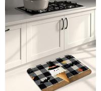 Tappetini da cucina di Halloween per pavimento, motivo fantasma e zucca a scacchi, morbidi, imbottiti, confortevoli, lavabili, antiscivolo, per lavelli da cucina, lavanderia e bagno, 50 x 79 cm