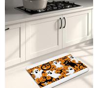 Tappetini da cucina di Halloween per pavimento, motivo fantasmi e gatti, morbidi, imbottiti, confortevoli, lavabili, antiscivolo, per lavelli da cucina, lavanderia e bagno, 40,6 x 61 cm