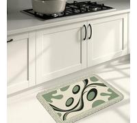 Tappetini da cucina geometrici moderni per pavimento, eleganti motivi neri e verdi, imbottiti per tutto l'anno, comodi e lavabili, decorazione per lavelli da cucina, lavanderia e bagno, 50 x 78 cm