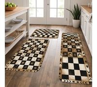Tappetini da cucina geometrici vintage per pavimento, stelle nere e luna, morbidi tappetini imbottiti per tutte le stagioni, comodi, lavabili, decorativi, per lavelli da cucina e lavanderia, 3 pezzi