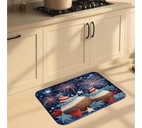 Tappetini da cucina in cocco patriottico per pavimento, fuochi d'artificio vintage retrò, in memory foam, imbottito, confortevole, lavabile, antiscivolo, per cucina, ingresso, 40,6 x 61 cm