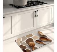 Tappetini da cucina in legno per pavimento, motivo rustico a cucchiaio, morbidi, imbottiti, confortevoli, lavabili, antiscivolo, per lavelli da cucina, lavanderia e bagno, 50 x 78 cm