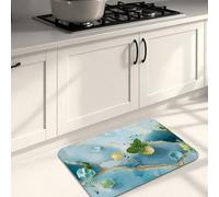 Tappetini da cucina ispirati alla natura, morbidi tappetini in marmo con foglie verdi, imbottiti, confortevoli, lavabili, antiscivolo, decorativi, per lavelli da cucina, lavanderia e bagno, 50 x 78 cm