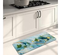 Tappetini da cucina ispirati alla natura, morbidi tappetini in marmo con foglie verdi, imbottiti, confortevoli, lavabili, antiscivolo, decorativi, per lavelli da cucina, lavanderia e bagno, 40 x 119