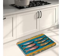 Tappetini da cucina nautici per pavimento, motivo arte del pesce vintage, morbidi, imbottiti, confortevoli, lavabili, antiscivolo, decorativi, per lavelli da cucina, lavanderia e bagno, 50 x 78 cm